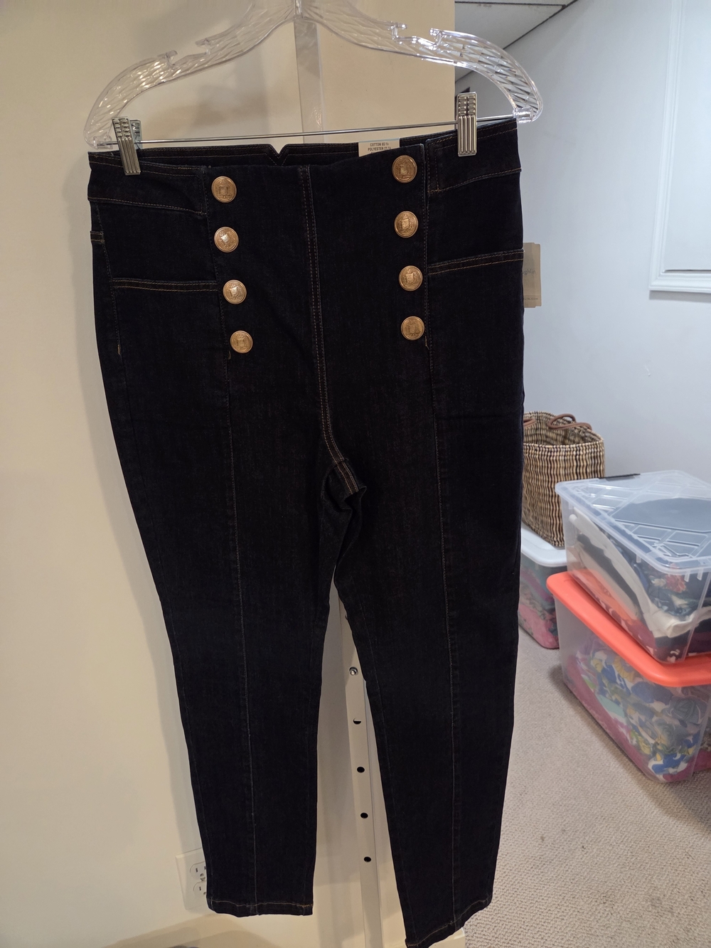 J. McLaughlin Black High-Rise Button-Front Jeans